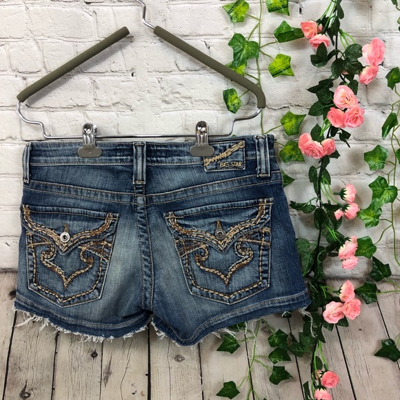 Big Star Pants - Big Star Sweet Raw Hem Thick Stitch Denim Shorts